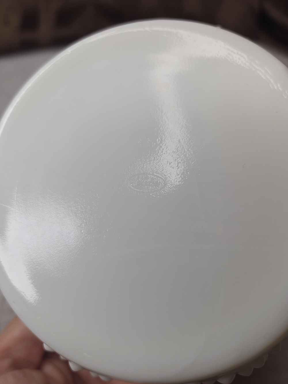 Fenton White Milk Glass Hobnail Covered Candy Dish - Picture 5 of 7
